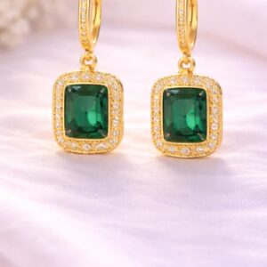 Verdeya-Emerald-Halo-Golden-Earrings