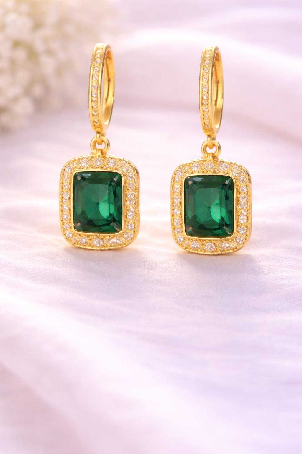 Verdeya-Emerald-Halo-Golden-Earrings